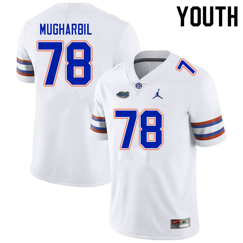 Youth #78 Yousef Mugharbil Florida Gators College Football Jerseys Sale-White - Click Image to Close